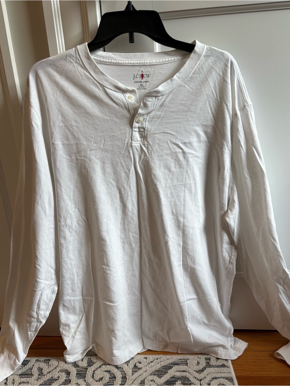 J. Crew White Long-Sleeve Henley Shirt